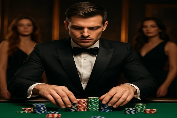 bk3 এর আলোয় জ্বলন্ত গেমিং প্ল্যাটফর্ম-পরিবেশে একজন নারী ল্যাপটপে অনলাইন গেম উপভোগ করছেন